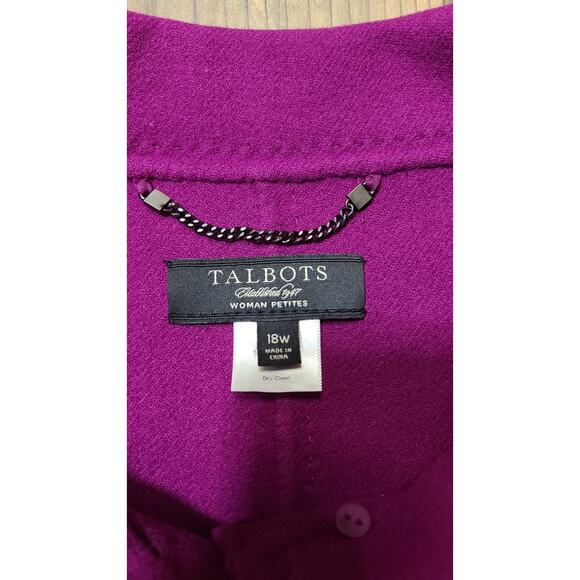 Talbots 100% Boiled Wool Swing Coat Womens 18W Petite Soft Purple Crop Coat FLAW - Picture 4 of 8